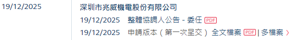 兆威机电，递交IPO招股书，拟赴香港上市，招商证券国际、德银联席保荐
