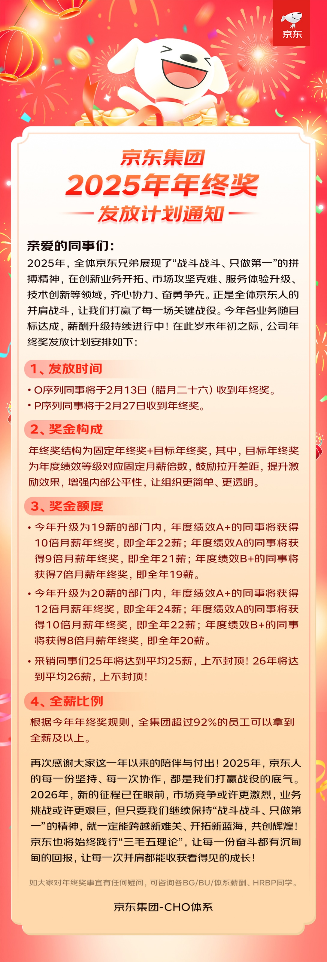京东2025年终奖投入同比涨超70%：采销平均25薪，上不封顶