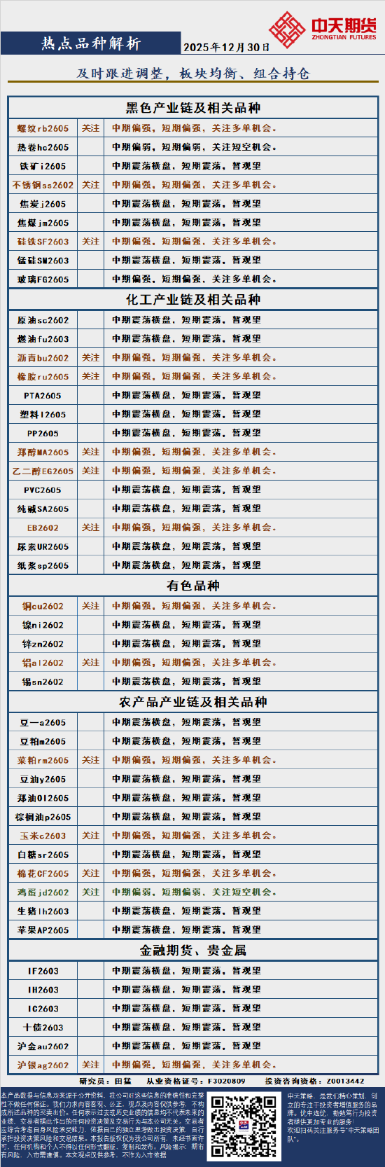 中天策略:12月30日市场分析