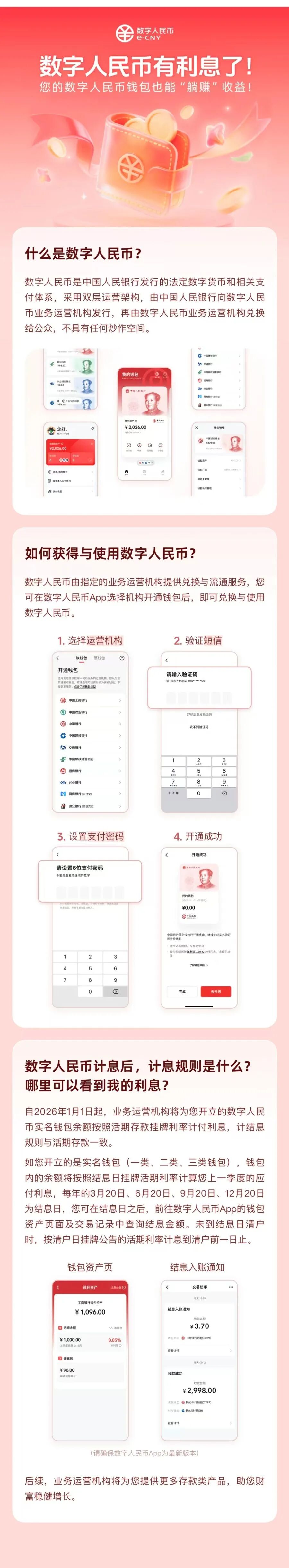 数字人民币开始生息，年利率0.05%，工、农、中、建等大行集体公告