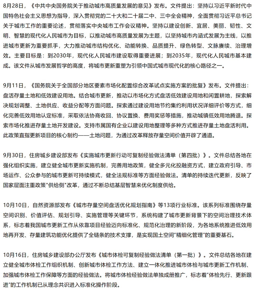 2025年城市更新政策汇编（中央层面+地方层面）