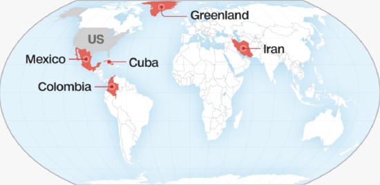 特朗普对格陵兰岛，古巴、伊朗等国发出警告