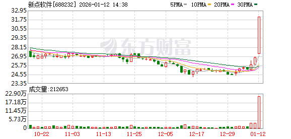 新点软件盘中涨停