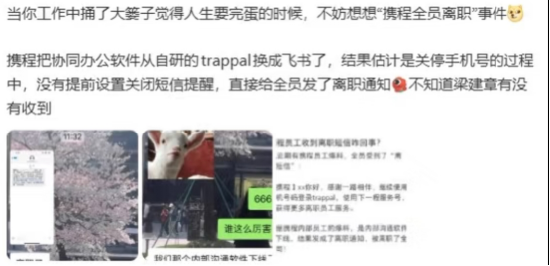 携程回应“全员被离职”短信乌龙：二级部门误操作所致，已内部关怀并安排带薪休假