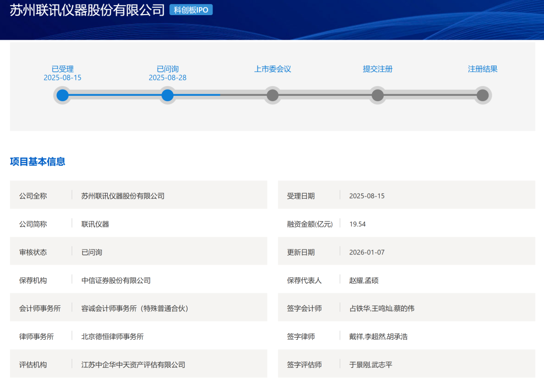 联讯仪器科创板IPO：深度绑定头部客户 构建高粘性产业生态