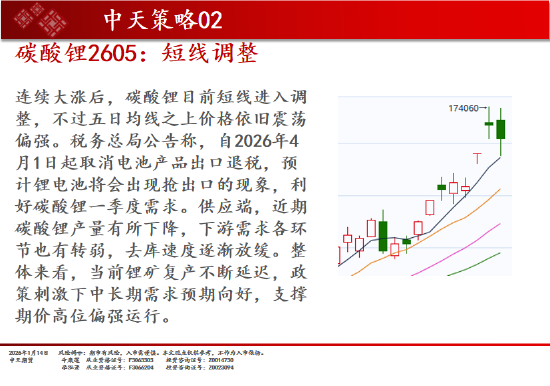 中天期货:商品指数继续上行 碳酸锂短线调整